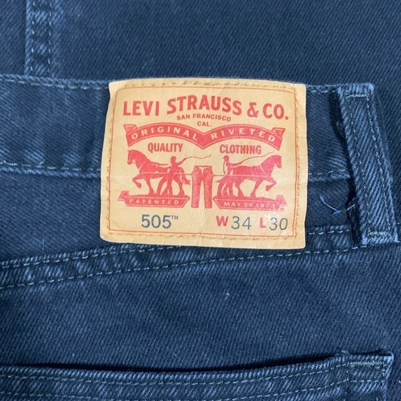 Levi’s 505 Black Straight Fit 100% Cotton Zip Fly Jeans size 34x30 - Picture 5 of 12